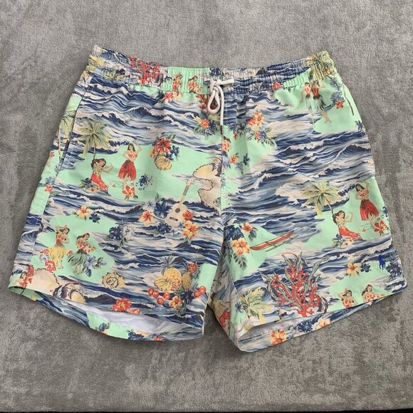 Polo Ralph Lauren Other - Polo Ralph Lauren Shorts Mens Large Swim Trunks Lined Hawaiian Floral Hula Girls